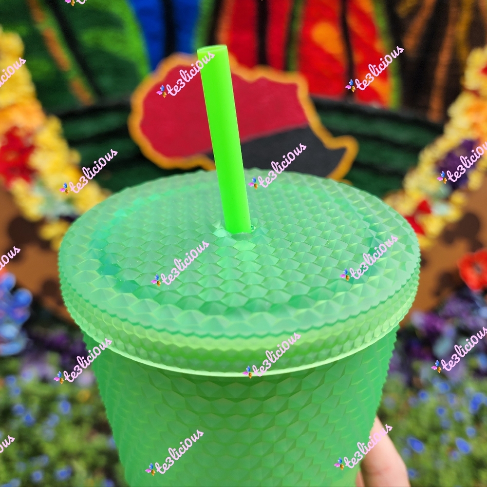 DISNEYLAND STARBUCKS NEON GREEN STUDDED TUMBLER - Picture 8 of 8